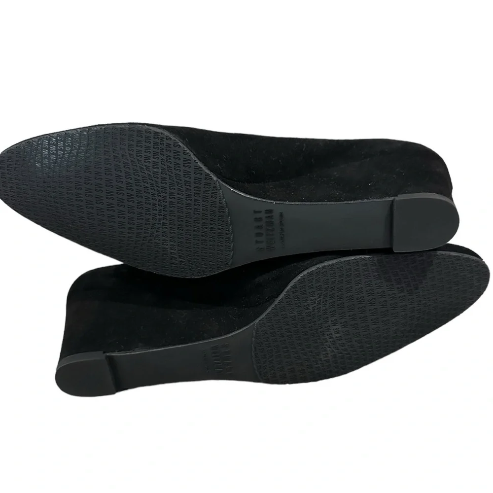 STUART WEITZMAN Black Suede Wedge Heels Pump for Women, Size 6.5.